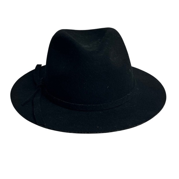 Prana Black Fedora Wool Hat Wide‎ Brim Bow Detail Women main image 11